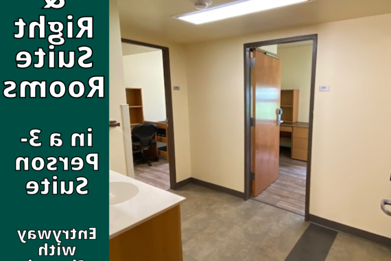 Middle & Right Suite Rooms in 3-Person Suite Entryway with Shared Sink